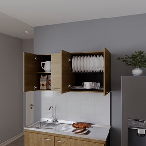 English Elm Kitchen Cabinet Durham Macadamia Beige Wall-Mounted 4-Door Engineered Wood 47.2x23.6x13.1-in sturdy design B092P309165
