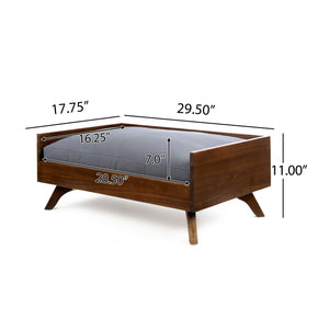 English Elm Christopher Knight Home® - SOLID Mid Century Acacia Wood Dog Bed with Water-Resistant Dark Grey Cushion, Durable Dark Oak Finish 61287.00