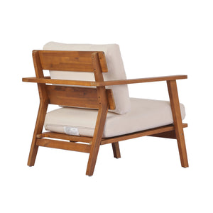 English Elm 29.5" Solid Acacia Outdoor Club Chair Mid-century Patio Armchair with Quick-dry Cushion N767P359940T