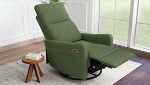 English Elm Power Swivel Velvet Recliner with 270 Degree Rotation Compact Nursery Living Room Glider W1028P463301