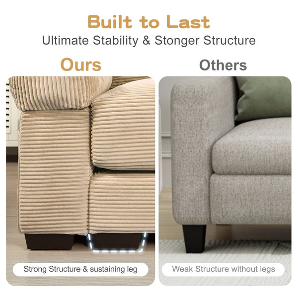 English Elm Oversized Modular Sectional Couch With 16 Pillows – Plush Corduroy, Ergonomic Design, Easy Assembly! W714S01305-GIGA