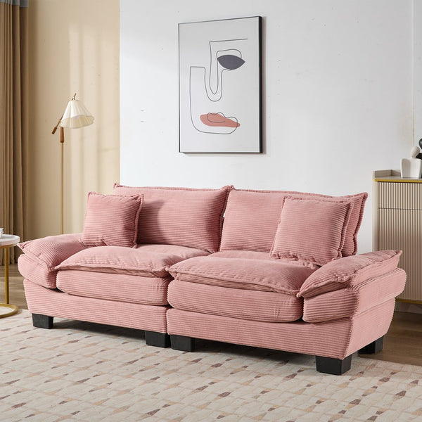 English Elm Corduroy Modern Sofa Sleeper Loveseat with Double-Layer Cushions, Two Pillows, Sturdy Frame 84" Pink W676P227339