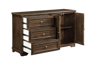 English Elm Franklin Walnut Four Piece Full Bedroom Suite with Headboard Dresser and Nightstand B2726P457620