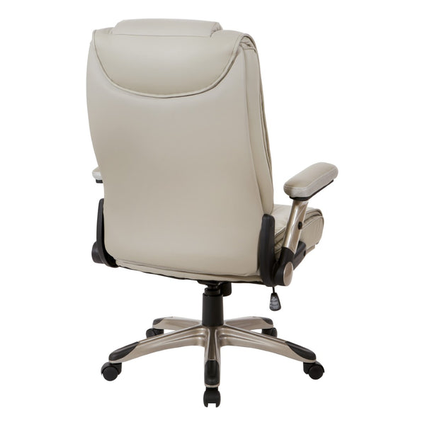OSP Home Furnishings Exec Bonded Leather Office Chair with Lumbar Support and Ergonomic Padded Seating Taupe ECH52601-EC21