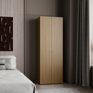 English Elm Home 2 Door Closet System Natural Oak – Compact 66.9" H Wardrobe with 4 Fixed Shelves, Durable Storage Solution B070P351133