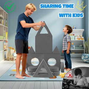 English Elm 14pcs Modular Foam Play Couch Set Convertible Toddler Fort Builder for Playrooms Dark Gray T5880P493439