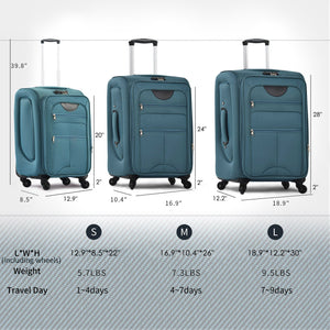 English Elm Softside Expandable Spinner Luggage 3 Piece Set with Tsa Lock and 360 Wheels Green PP283608AAF