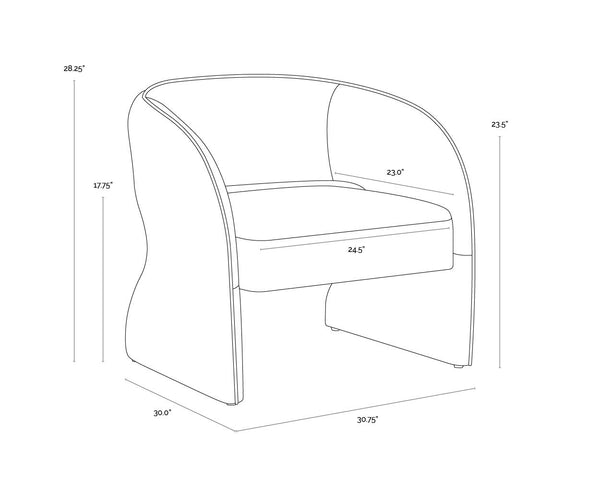 Sunpan Rosalia Contemporary Lounge Chair - Plush Curves and Defined Piping for Stylish Comfort in Any Space Mina Light Grey / Meg Ash