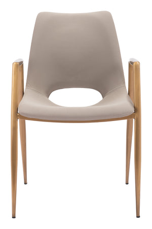 Desi Dining Chair - Set of 2 Beige & Gold 109731 Zuo Modern