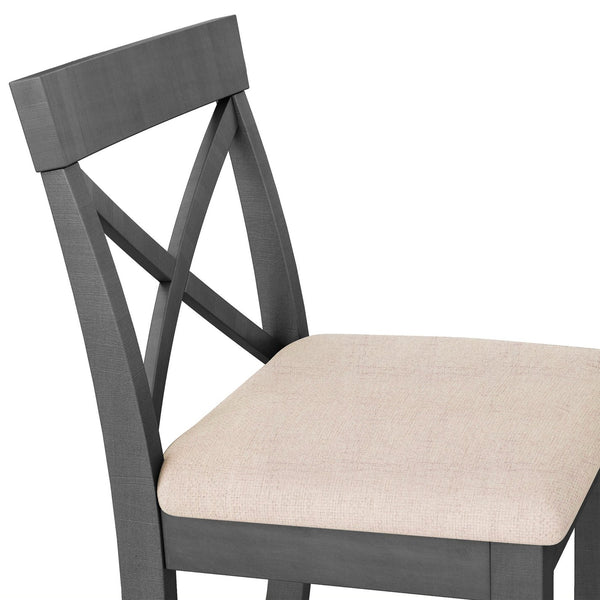 English Elm TOPMAX Farmhouse 48" Rectangular Wood Bar Height Dining Set with 2 Cushioned Chairs Space-Saving Appeal Gray N717P195018E