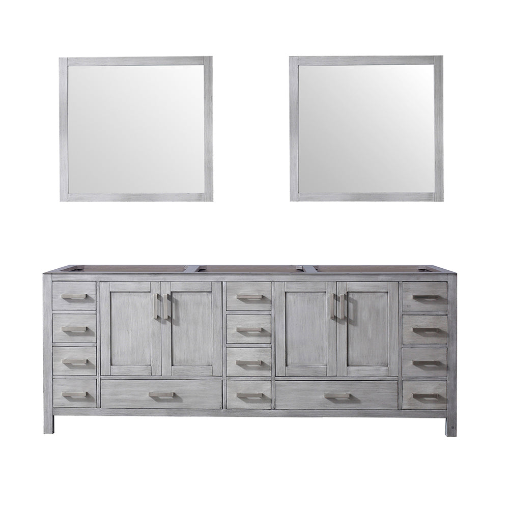 English Elm Distressed Grey Double Bath Vanity 84" W With 34" Mirrors - Ample Storage & Easy Installation! B2731S00565