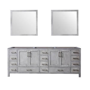 English Elm Distressed Grey Double Bath Vanity 84" W With 34" Mirrors - Ample Storage & Easy Installation! B2731S00565