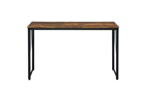 English Elm Zaidin Weathered Oak Writing Desk with Black V-Base – Spacious 15mm Top, Rustic Modern Home Office B2726P243686
