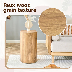 English Elm Simple Wood Grain Cylindrical Coffee Table – 11.8" Diameter For Modern, Industrial & Scandinavian Style W1151P361923-GIGA