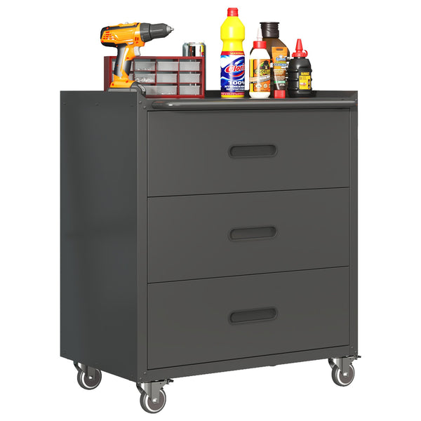 English Elm Heavy-duty Rolling Steel Tool Cabinet 3 Drawer Garage Organizer with Locking Casters T2398P242683