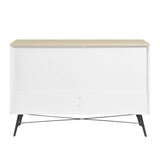 English Elm 6 Drawer Dresser For Bedroom With Deep Drawers, Wood Dressers & Chest Of Drawers, Modern White Long Dressers For Closet Living Room, 47.2"W X 15.7"D X 31.5"H, White & Oak