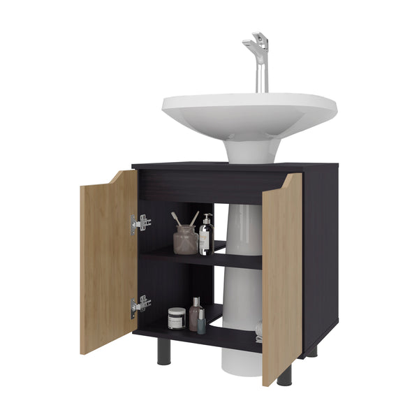 English Elm Natural Under Sink Storage Cabinet with Double Doors, Adjustable Shelves, Durable Melamine Finish Oak,Wenge B062P380955