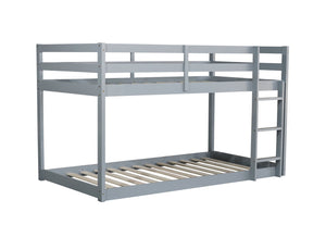 English Elm Solid Rubberwood Twin-Over-Twin Bunk Bed With Ladder – Sturdy, Space-Saving Design In Grey Finish W504P191644-GIGA