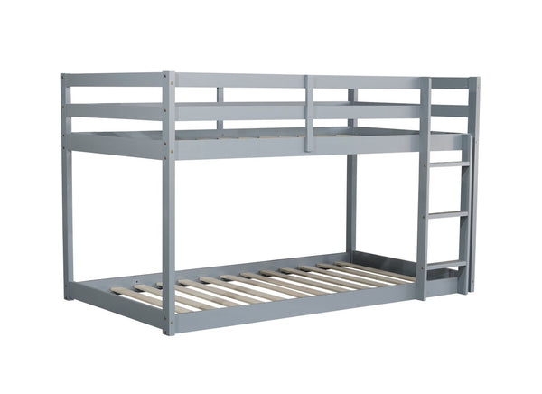 English Elm Solid Rubberwood Twin-Over-Twin Bunk Bed With Ladder – Sturdy, Space-Saving Design In Grey Finish W504P191644-GIGA