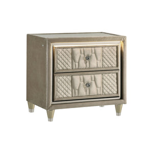 English Elm 2-drawer Quilted Velvet Nightstand with Led Lighting and Usb Charging Glam Bedroom B016P453630