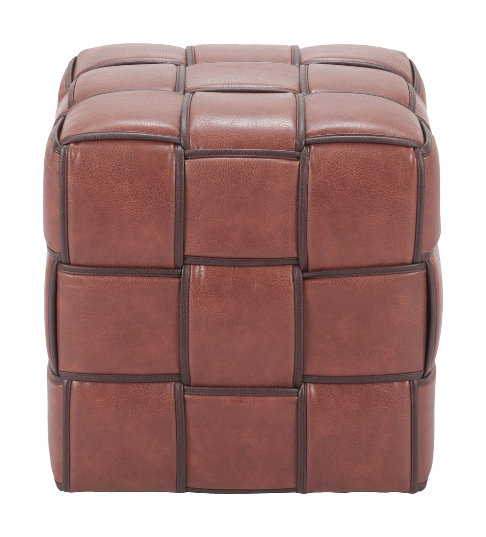 Zuo Modern Zare Ottoman Brown – Chic Faux Leather Design, Durable Construction For Modern Hospitality Spaces Brown 100% Polyurethane,Mdf,100% Polypropylene 110767-zuo-modern