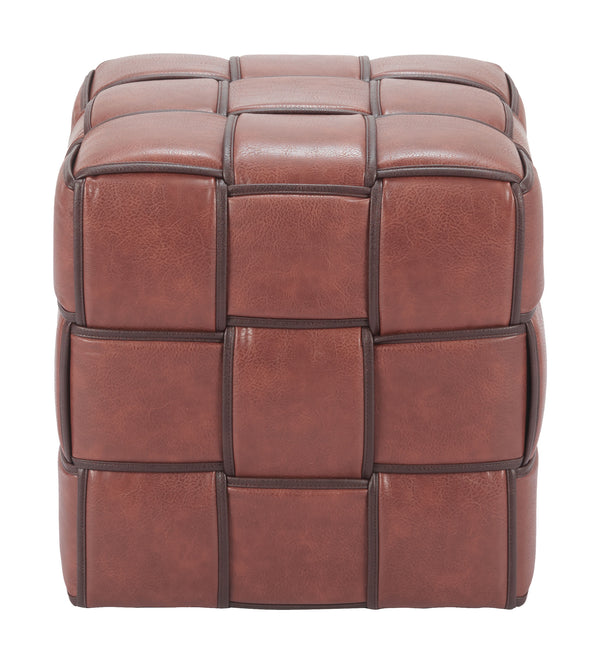 Zuo Modern Zare Ottoman Brown – Chic Faux Leather Design, Durable Construction For Modern Hospitality Spaces Brown 100% Polyurethane,Mdf,100% Polypropylene 110767-zuo-modern