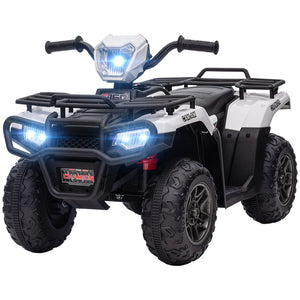 English Elm Aosom 12v Kids Battery Powered Atv Quad with Led Lights Music Usb Treaded Tires W2225P249795