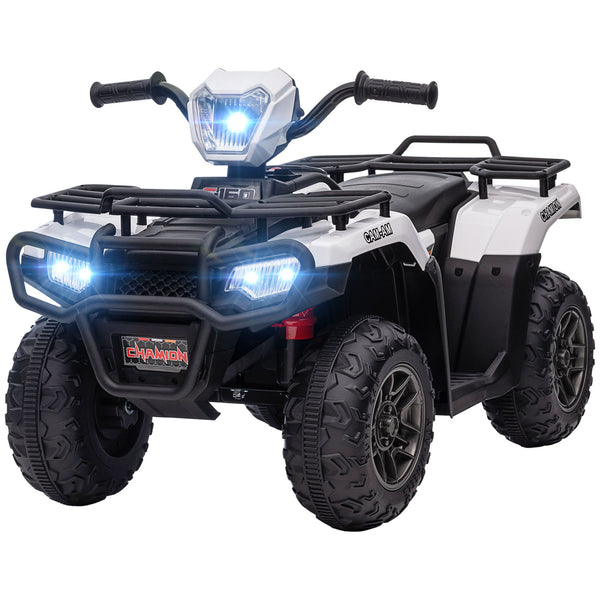 English Elm Aosom 12v Kids Battery Powered Atv Quad with Led Lights Music Usb Treaded Tires W2225P249795