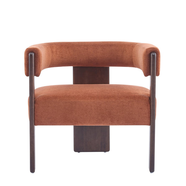 English Elm Christopher Knight Home® - Modern Velvet Upholstered Accent Arm chair with Barrel Back Design, Luxurious Velvet Comfort & Curved Legs Burnt Orange 29.5 L x 25.5 W x 14.5 H N776P205886R