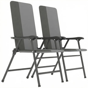 English Elm Outdoor Folding High Back Lawn Chairs with Steel Frame and Oxford Cloth Seating Set of 2 T3971P475700