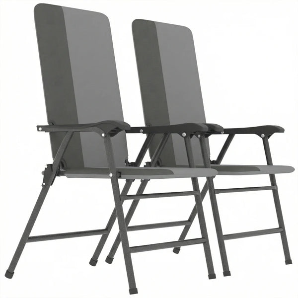 English Elm Outdoor Folding High Back Lawn Chairs with Steel Frame and Oxford Cloth Seating Set of 2 T3971P475700