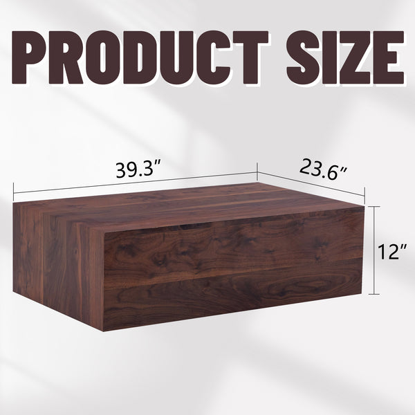 English Elm 39.3*23.6*12 Walnut Wood Grain MDF Coffee Table - No-Assembly Luxury Side Table for Modern Living Room Elegance W1512P397347