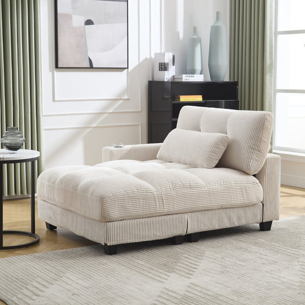 English Elm United Cozy Cloud Sleeper Sofa Bed & Oversized Chaise Lounge With Usb, Storage & Cup Holders W1568S00161-GIGA