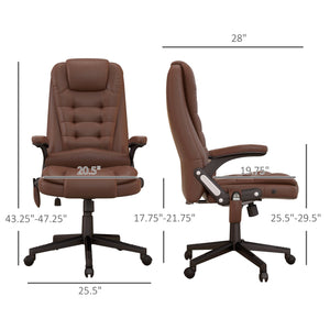 English Elm Homcom High Back Massage Office Chair With 6 Vibration Points, Heated Recline & Pu Leather Comfort W2225P217503