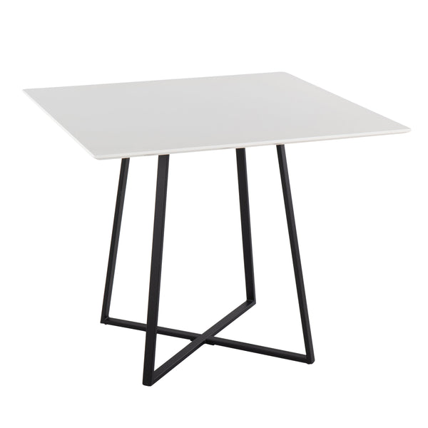 English Elm Cosmo Modern Square Dining Table With White Wood Top & Black Metal Legs For Stylish Spaces B202S01113