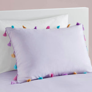 English Elm Tassel Full/Queen Comforter Set with Heart Accent Pillow, Soft Brushed Polyester, Multi-Color Tassels B035P294223