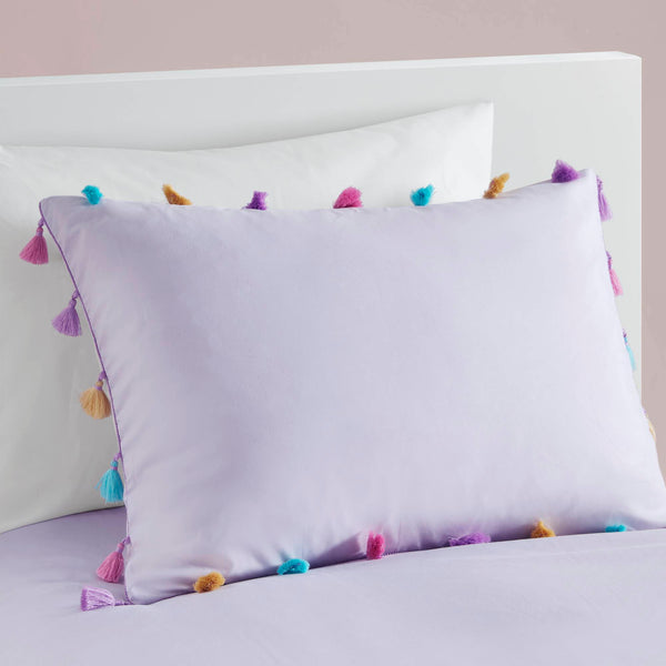 English Elm Tassel Full/Queen Comforter Set with Heart Accent Pillow, Soft Brushed Polyester, Multi-Color Tassels B035P294223