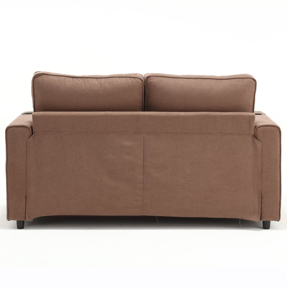 English Elm {VIDEO 3-in-1 Upholstered Futon Sofa Convertible Floor Sofa Bed with Tufted Pull-Out Sleeper, Brown W2325P163375