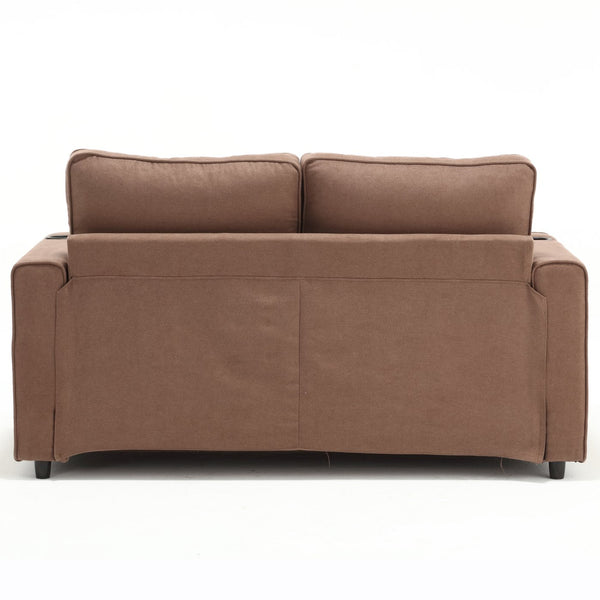 English Elm {VIDEO 3-in-1 Upholstered Futon Sofa Convertible Floor Sofa Bed with Tufted Pull-Out Sleeper, Brown W2325P163375