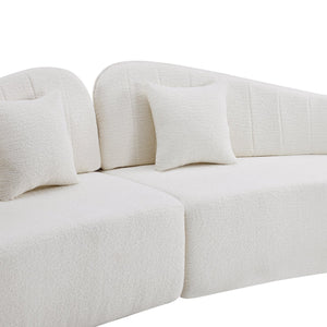 English Elm Curved Four Seat Chenille Sofa with Removable Backrest for Retro Apartment Living White W3612S00043