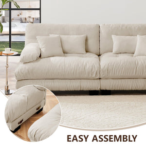 English Elm Luxury Modular Sectional Sofa Couch - Oversized U-Shaped Vintage Chenille Sofa With Ottomans & Pillows W714S01030