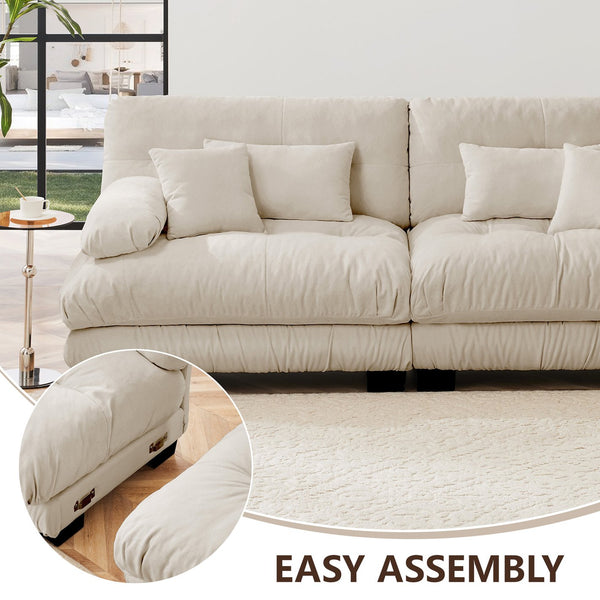 English Elm Cloud Couch 2-Seater Sofa In Light Coffee - Vintage Chenille Loveseat With Supportive Pillows & Style W714S01025
