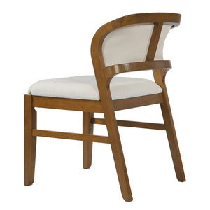 English Elm Mid-century Modern Linen Blend Dining Chairs Rubberwood Legs Sculptural Backrest Set of 2 Beige,Walnut N768P442078W