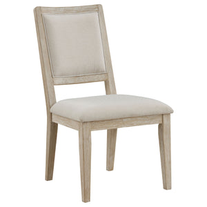 English Elm Verdugo White Washed Cushioned Dining Chair Set of 2 — Rustic Farmhouse Beige Upholstered Comfort, Solid Wood Durable Elegance B062P299978