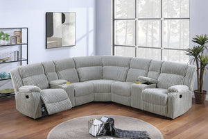 English Elm Power Motion Plush Corduroy Sectional with Dual Console Cup Holders, USB Charging & Recline Comfort B089S00173