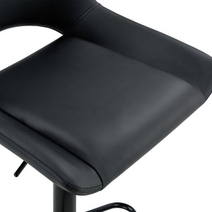English Elm Set of 2 Pu Leather Barstools with Gold Footrest Curved Back for Kitchen Island Black W1151P383775