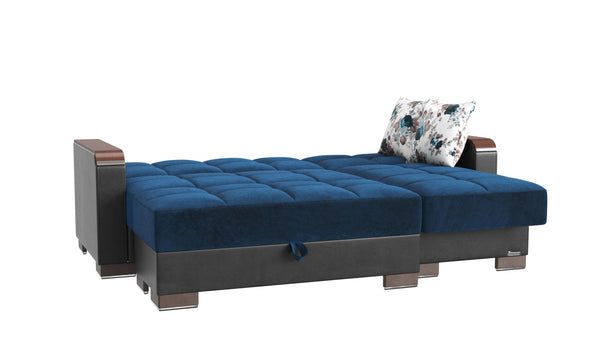 English Elm Primenest Zenaero Convertible Chaise Lounge With Storage - Modern Blue Upholstery & Wood Accents B030P303561-GIGA