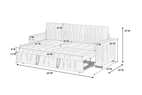 English Elm Convertible Sleeper Sofa with Corduroy Fabric Pull Out Bed for Modern Living Rooms B011P430421