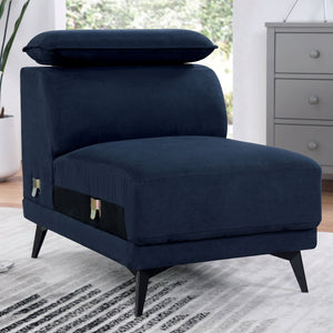 English Elm Contemporary Plush Armless Chair with Metal Legs, Adjustable Headrest, Boxed Cushions & Chaise Comfort Navy 40 L x 28 W x 23 H B2741P378244