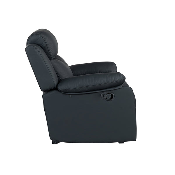 English Elm Blanche Manual Glider Recliner with Led Lighting Pillow Arms Media Room Lounge Black B201P412033